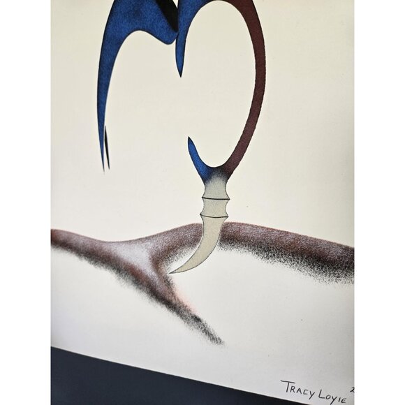 Original Tracy Loyie Cree Indigenous Painting Surrealist Eagle Bird Landscape - Picture 6 of 8